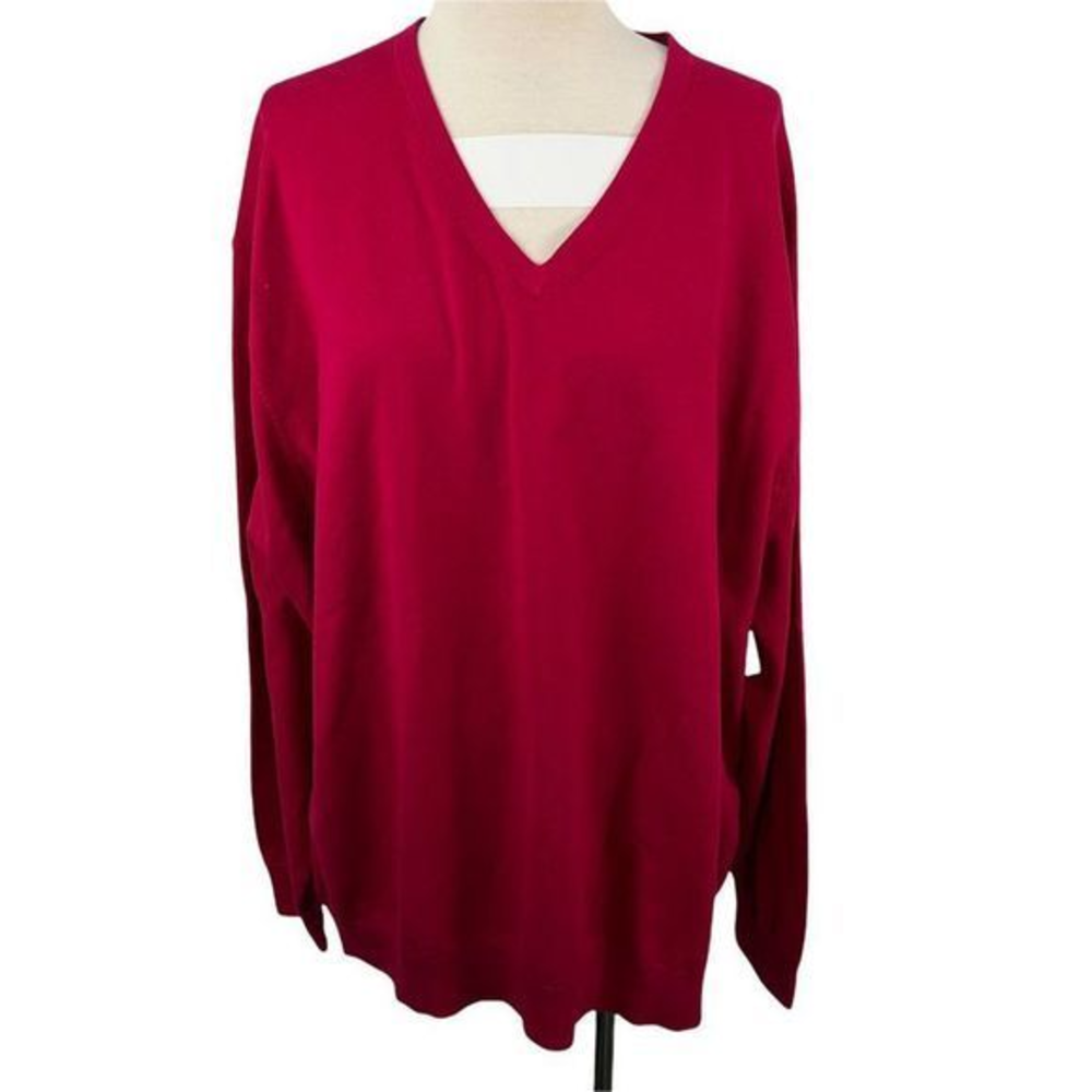 NWT‎ CUTTER & BUCK Fuschia Pink V Neck Sweater (2XB)